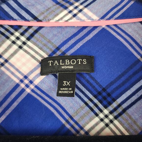 Talbots Button Up Shirt Womens 3X Plaid 100% Cotton cabincore cozycore gorpcore - Picture 3 of 10